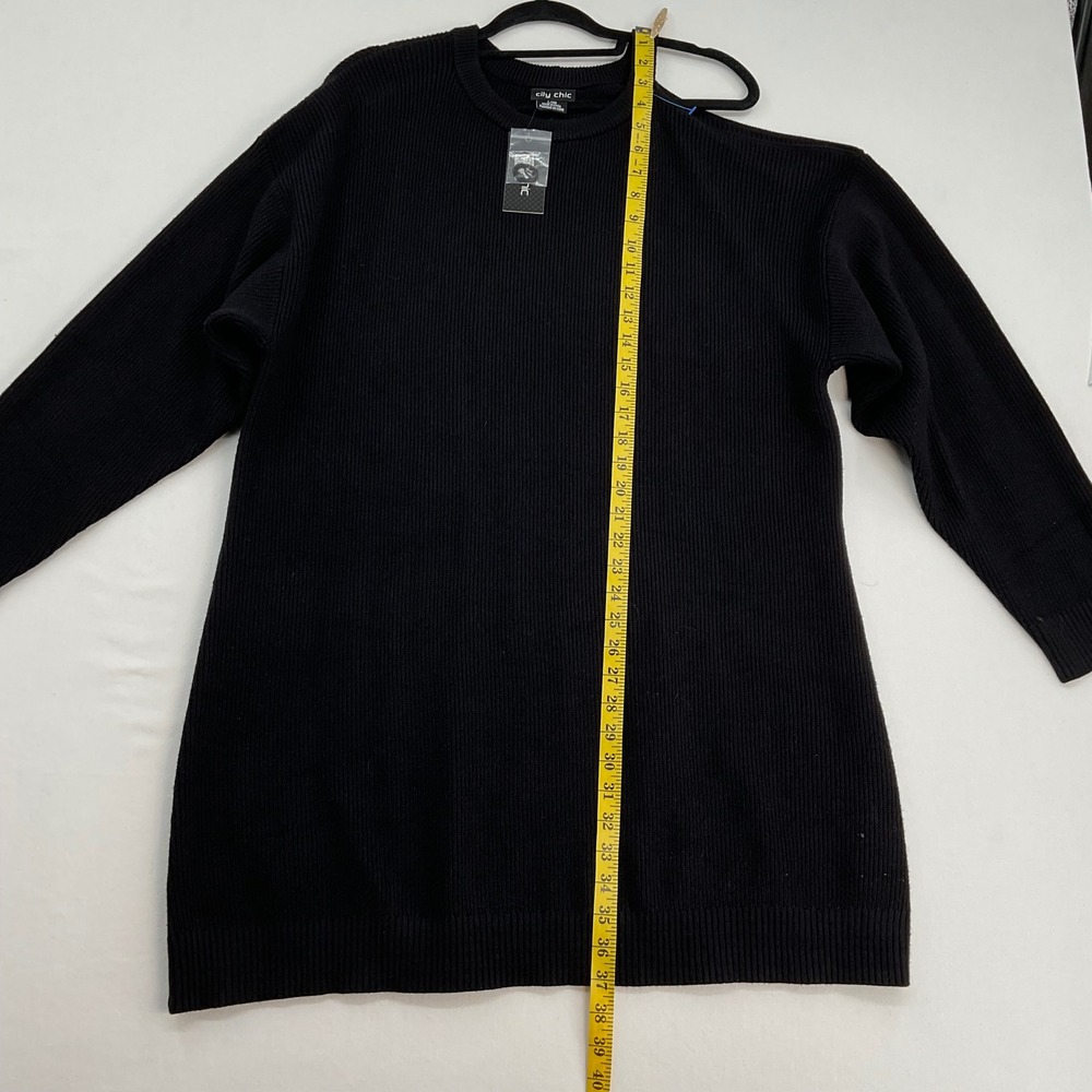 City Chic Black Ribbed Cold Shoulder Sweater Dress Plus Size L/20 - Picture 2 of 8